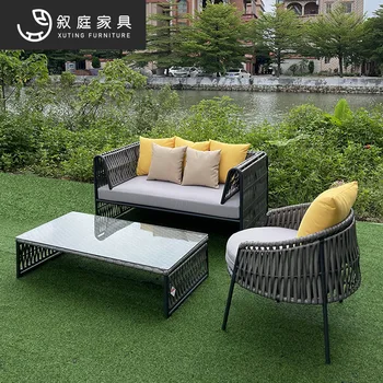 Уличен ротанговый мека мебел за отдих в двора на комбиниран стол от ратан вила жилищна тераса двойно дълбоко стол