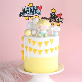 5шт Topper за тортата на 1-ви Рожден Ден на Децата, Момиче, Момче, Дете на Номер Щастливи от 100 Дни на Сърцето Короната на Аксесоари За украса на Кексчета Инструменти